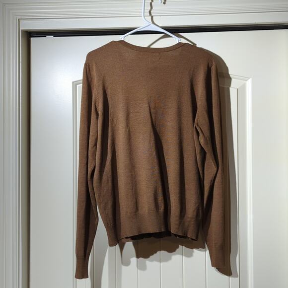 Judith Hart Brown Wide Ribbed Hem and Sleeved Silk Blend Cardigan Women's Sz L - Picture 4 of 8